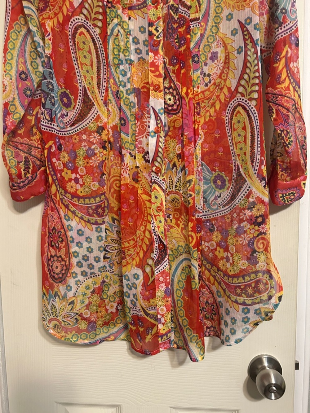 2/$15 Soft surroundings orange floral tunic - Picture 3 of 7